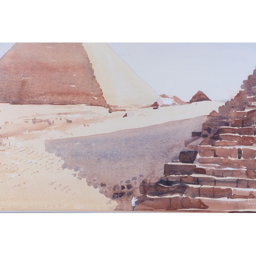 194 - 20th century British - Pyramids - indistinctly signed lower right and dated '79, watercolour, framed... 