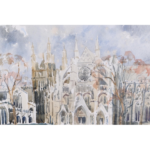 196 - Edward Bestow (20th century British) - Westminster Abbey - watercolour, framed & glazed, 48 by 34cms... 