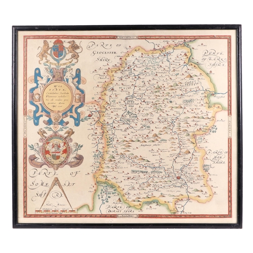 2 - After Christopher Saxton - a hand tinted map of Wiltshire, circa 1576 and publishing date 1579, 50 b... 