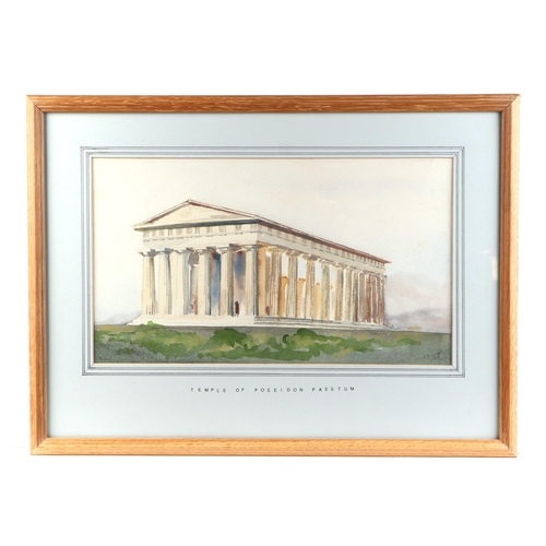 206 - Edward Bestow (20th century British) - Temple of Poseidon Paestum - signed lower right, watercolour,... 