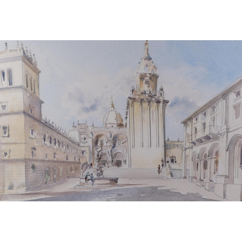 209 - Edward Bestow (20th century British) - Santiago de Compostela - signed and dated lower right, waterc... 