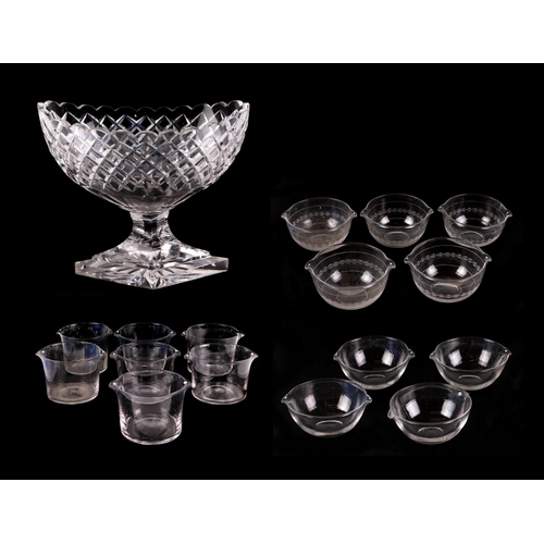 219 - A quantity of 19th century wine glass rinsers, a cut glass pedestal vase together with an onyx table... 