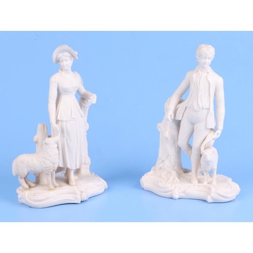 244 - A Copeland Parian figural group depicting terriers at a rabbit hole, 28cms high; together with a pai... 