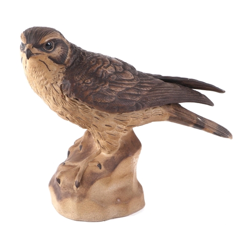 255 - A Poole Pottery stoneware Kestrel / Merlin bird of prey figure, impressed signature to base 'B Linle... 