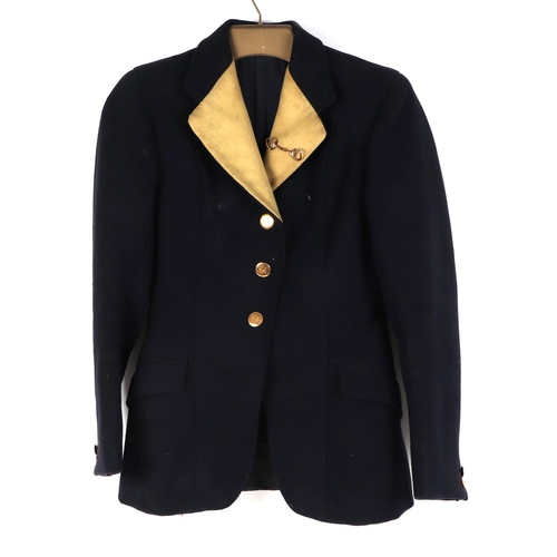 270 - Hunting interest:  A Bradley Barnes of Cheltenham blue woollen hacking jacket; together with a blue ... 