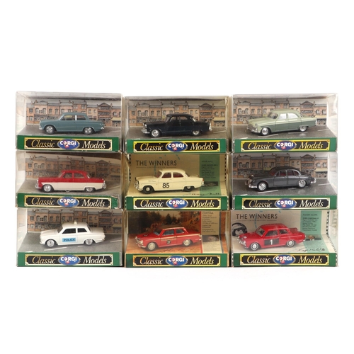 297 - A small quantity of Corgi Classic Model diecast saloon cars to include Ford Zephyr, Jaguar Mk1 and F... 