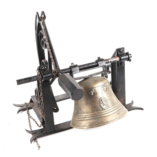 356 - Shipping interest:  A cast bronze ships bell, signed 'S. SCHOPFER' below an Imperial Eagle, 19cms di... 