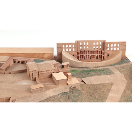 360 - A large architects scale wooden model depicting the Acropolis, mounted under a Perspex display case,... 