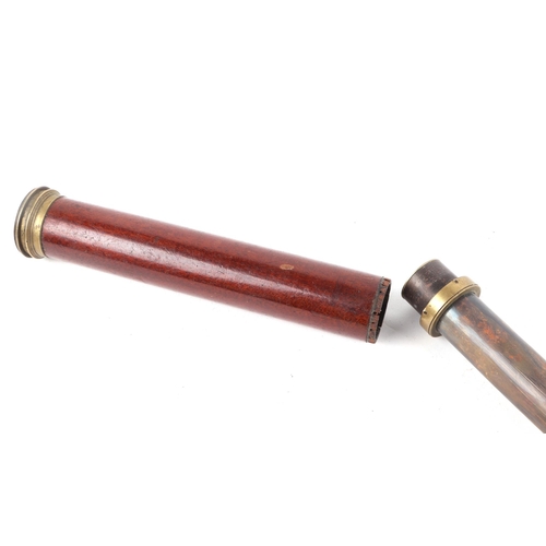 368 - A mahogany cased two-draw telescope, 55cms long extended.