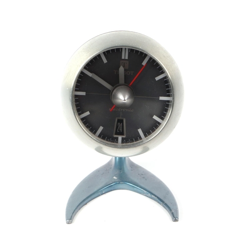 376 - A Tissot Electronic Rocket table clock, 21cms long.