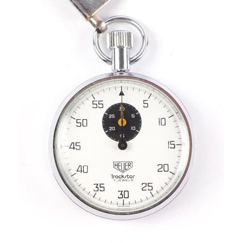 401 - A Heuer Trackstar stopwatch in a polished stainless steel case.