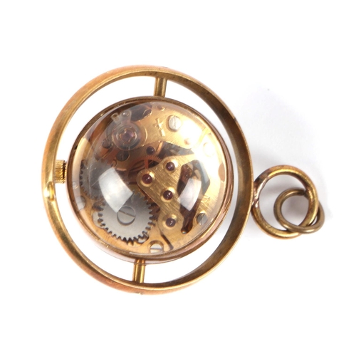 443 - A skeleton bubble fob watch, 3cms diameter.