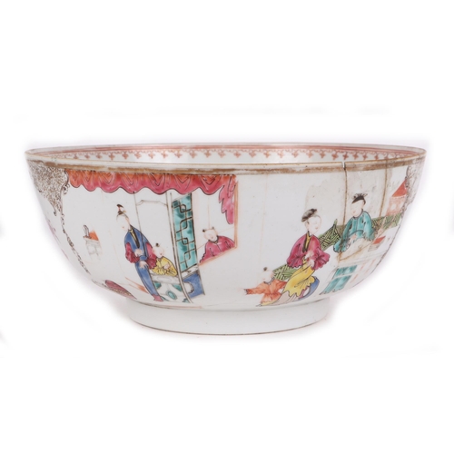 536 - A Chinese footed bowl decorated with figures in a landscape, 26cms diameter; together with another s... 