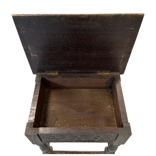 641 - An 18th century style box seat joint stool, 41cms wide.