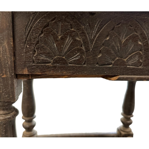 641 - An 18th century style box seat joint stool, 41cms wide.