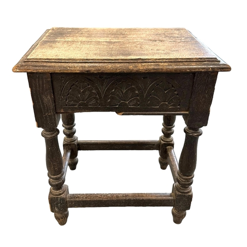 641 - An 18th century style box seat joint stool, 41cms wide.