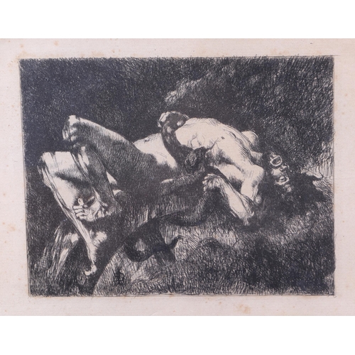 68 - Jules-Élie Delaunay (French 1828-1891) - Ixion - etching, monogrammed within the plate, 18 by 14cms,... 