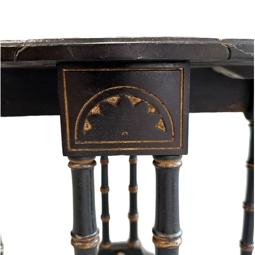 683 - A late 19th century Aesthetic period ebonised Sutherland table, 60cms wide.