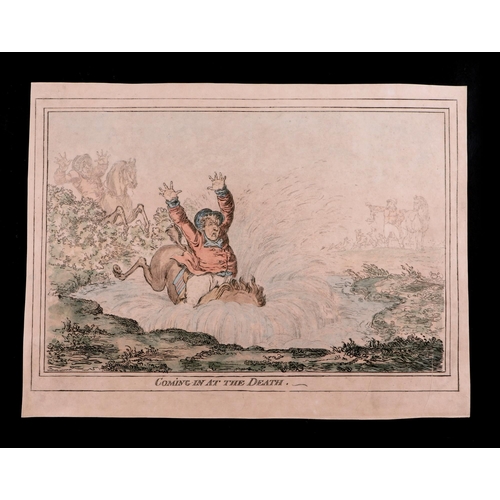 69 - After James Gillray (1756-1815) a set of four hunting theme caricature cartoons, Hounds Finding, Hou... 