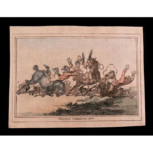 69 - After James Gillray (1756-1815) a set of four hunting theme caricature cartoons, Hounds Finding, Hou... 