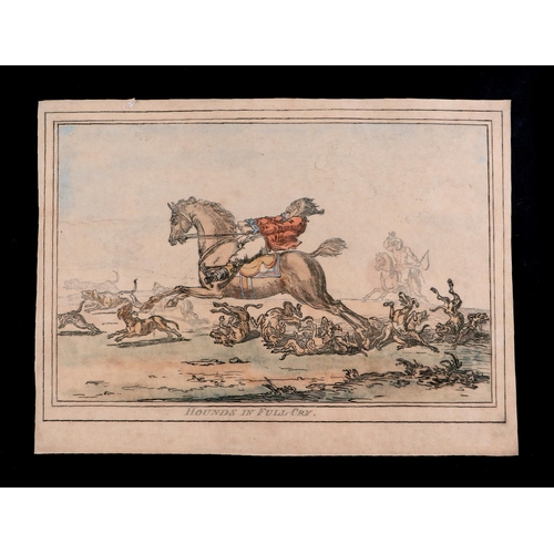 69 - After James Gillray (1756-1815) a set of four hunting theme caricature cartoons, Hounds Finding, Hou... 