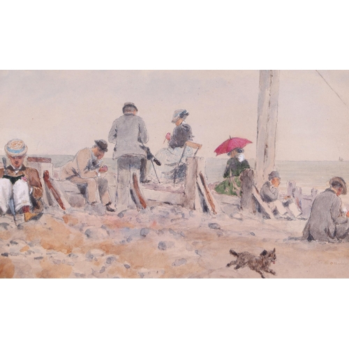 78 - In the manner of Louis Eugene Boudin (1824-1898) - Impressionist Beach Scene with Figures and a Smal... 