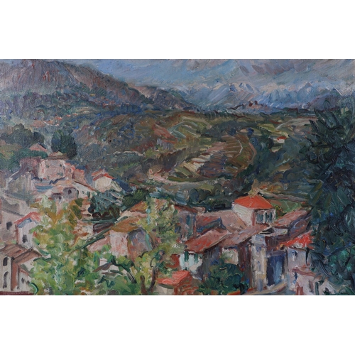 82 - Suzanne van Damme  (Belgian, 1901-86) - A Provencal Village Scene - oil on canvas, indistinctly sign... 