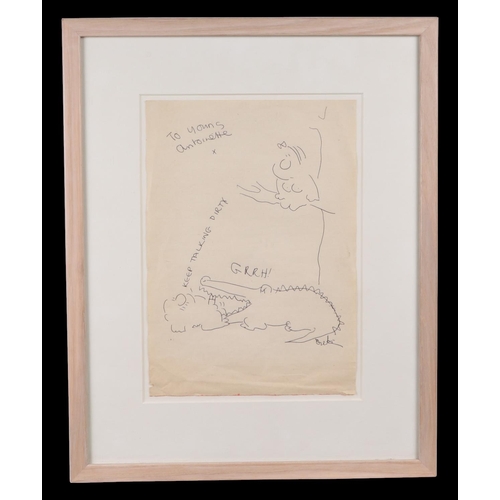 85 - Frank Dickens (cartoonist for the Evening Standard) - two risqué cartoons drawn on paper, both with ... 