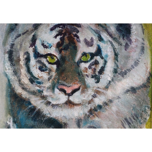 86 - Carolyn Coyle (1940-2011) - Tiger - oil on canvas, signed lower left, bears Rowley Gallery Ltd label... 