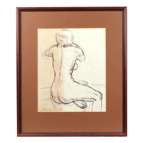 93 - Maria Royds - Study of a Nude - signed lower left, framed & glazed, 23 by 29cms