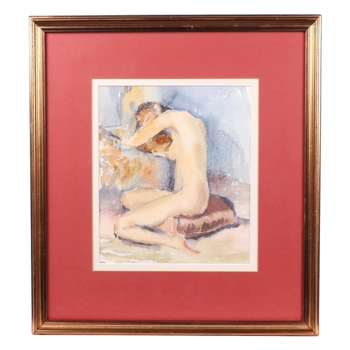 95 - M Handford  (20th century school) - Study of a Seated Nude - signed lower left, watercolour, framed ... 