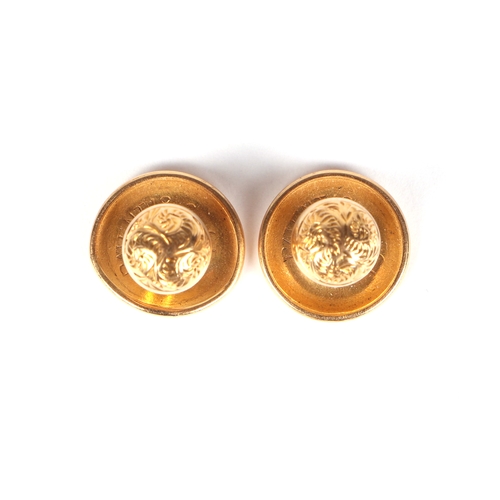 492 - A pair of gentleman's 9ct gold cufflinks with engine turned decoration, 6.9g, boxed; together with f... 