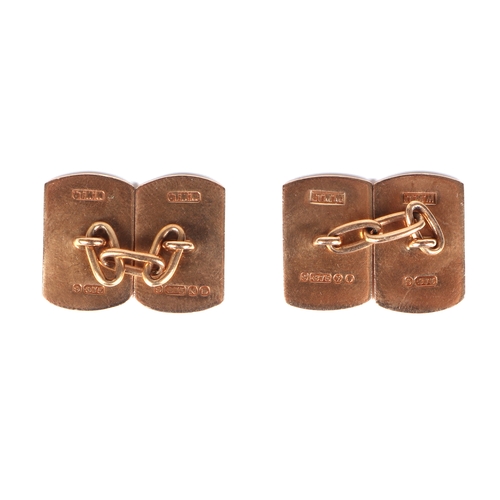 492 - A pair of gentleman's 9ct gold cufflinks with engine turned decoration, 6.9g, boxed; together with f... 