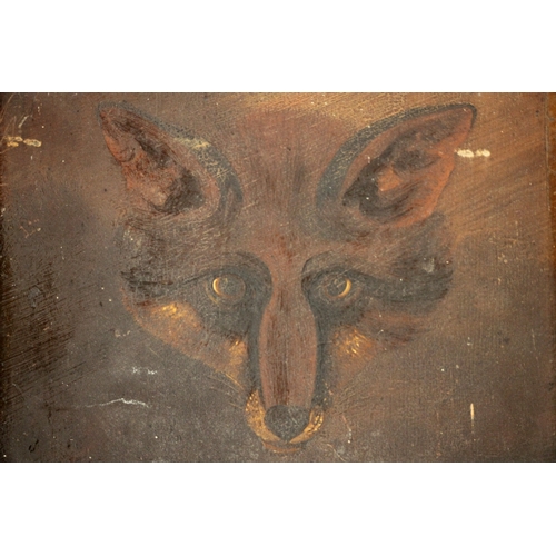 148 - Hunting interest:  early 20th century British school - A Fox Mask - oil on panel, 28 by 30cms.