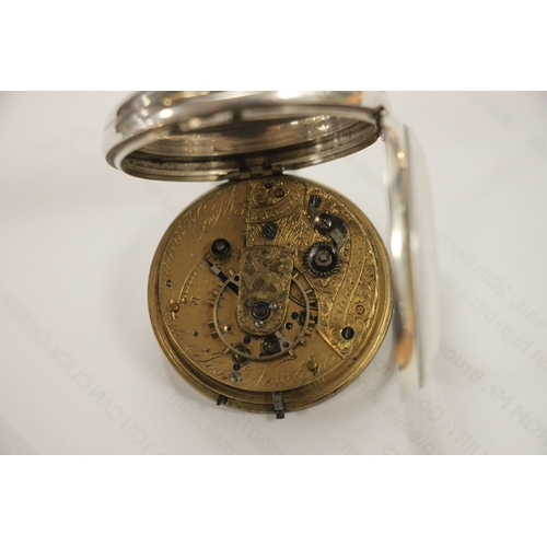 396 - A Victorian silver cased open faced pocket watch, the white enamel dial with Roman numerals and subs... 