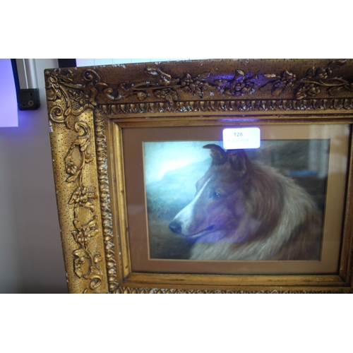 128 - Early 20th century British - Head & Shoulder Portrait of a Rough Haired Collie in a Landscape - 20 b... 