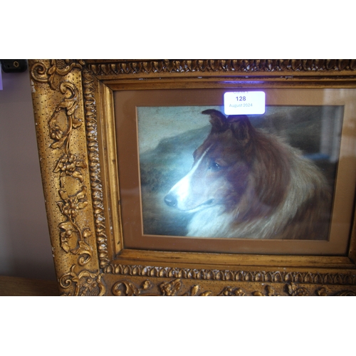 128 - Early 20th century British - Head & Shoulder Portrait of a Rough Haired Collie in a Landscape - 20 b... 