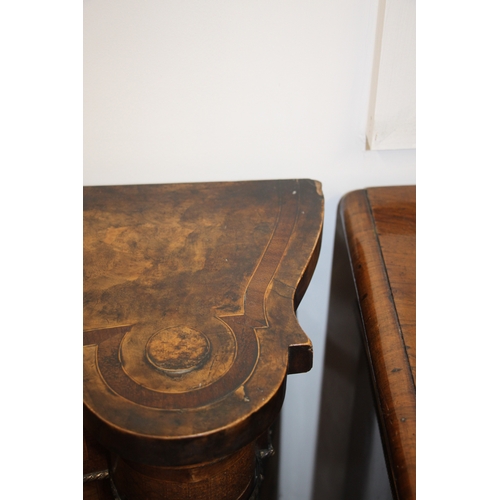 733 - A Victorian walnut and rosewood crossbanded breakfront Credenza with brass inlaid decoration, the ce... 