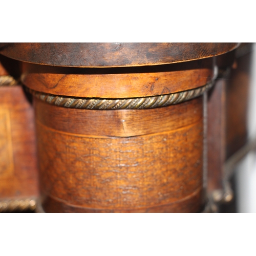 733 - A Victorian walnut and rosewood crossbanded breakfront Credenza with brass inlaid decoration, the ce... 