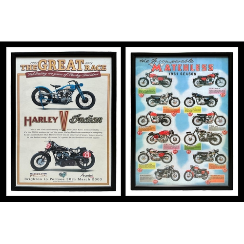 103 - A 1961 Matchless poster illustrating the complete machines for that year including G2, G5, G3, G80, ... 