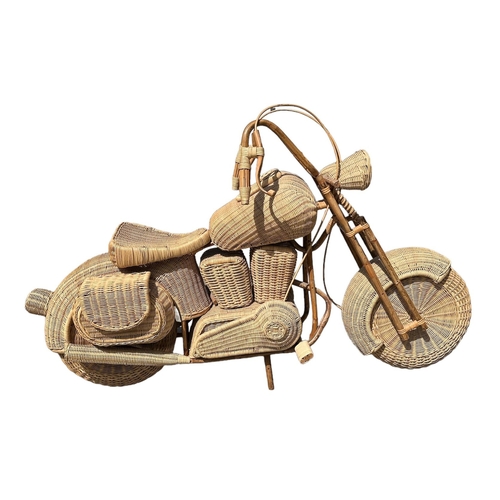 12 - A large full scale wicker and bentwood Harley-Davidson motorcycle, approx 152cms long.