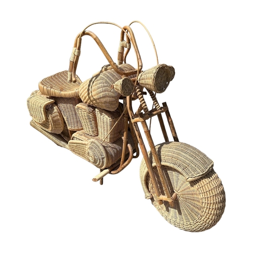 12 - A large full scale wicker and bentwood Harley-Davidson motorcycle, approx 152cms long.