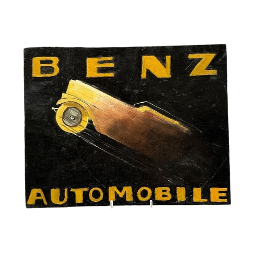 22 - Simon Clark (modern British) - Bens Automobile with an image of an Art Deco Mercedes Benz in the dar... 