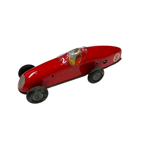 23 - A 1950's Lines Bros Tri-Ang Minic Toys 13M Clockwork tin plate racing car, 14cms long.