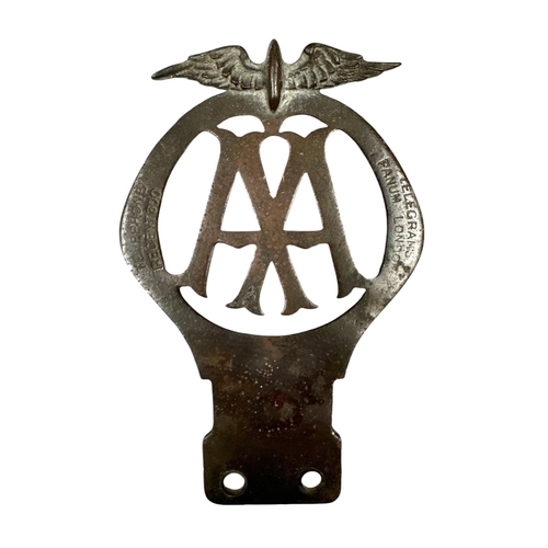 25 - A 1920's AA Members badge, no. 1141516, approx 7.5 by 10.5cms.