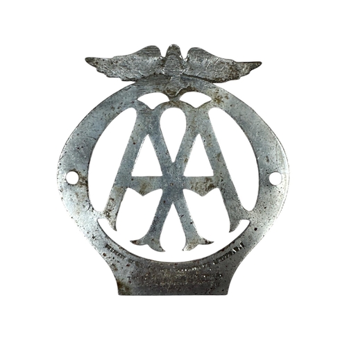 27 - A 1930's AA Members badge, no. 923490, approx 9.5 by 10cms.