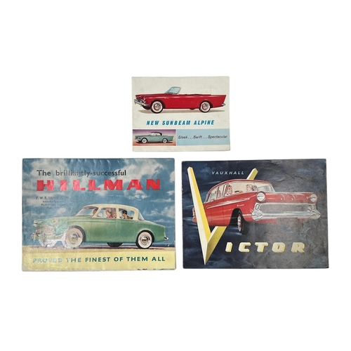 57 - Three British car sales brochures from the late 1950's / 1960's including the Hillman Minx Deluxe Sa... 