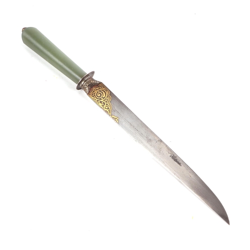 121 - A late 18th / early 19th century Ottoman dagger, the sharply pointed single edged blade with yellow ... 