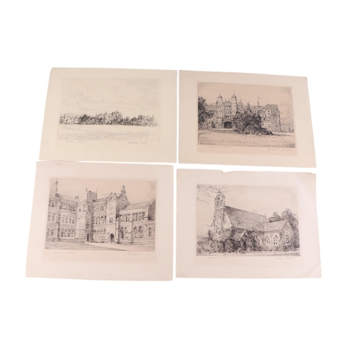 163 - After Robert Wallace Hester (1866-1942) - a set of four architectural building engravings including ... 