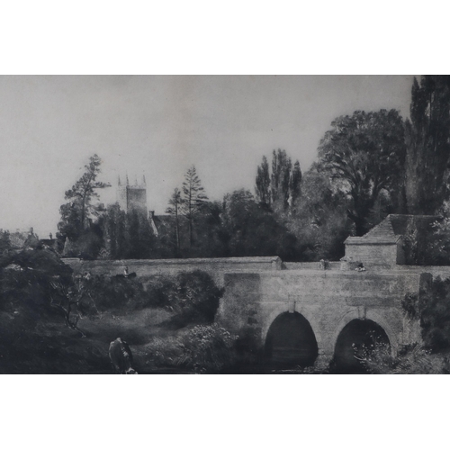 169 - Local interest.  After John Constable - Gillingham Bridge, Dorset - black & white print, framed & gl... 